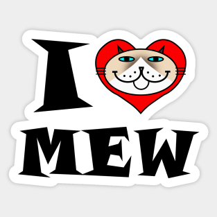 I HEART Cat - Siamese with White Cat Sticker